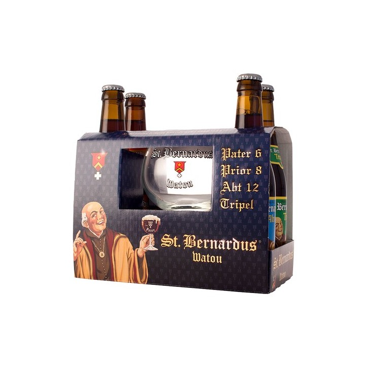 St. Bernardus Gift Set 4 x 0,33 Lit + Glas
