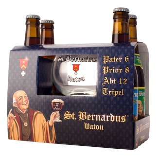 St. Bernardus Gift Set 4 x 0,33 Lit + Glas
