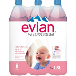 Evian 6 x 1,5 Lit. PET.