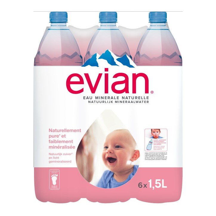 Evian 6 x 1,5 Lit. PET. Evian 6 x 1,5 Lit. PET.