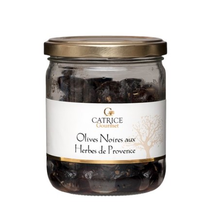 Olives noires aux herbes de Pce 230 gr