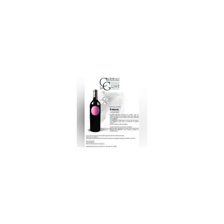 Cuvée Ô Marie Aoc Minervois 2015