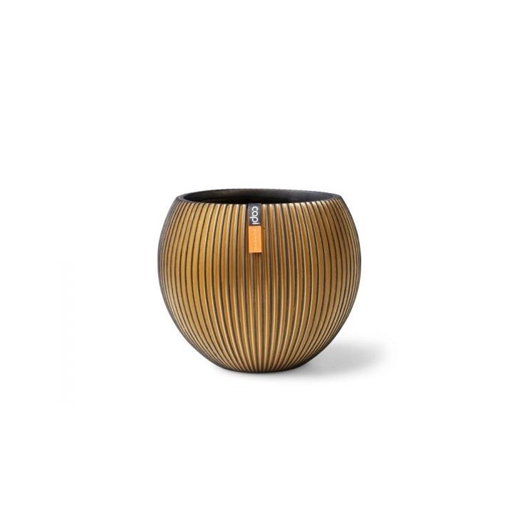 Gefäß Kugel Groove 24 x 21 schwarz gold