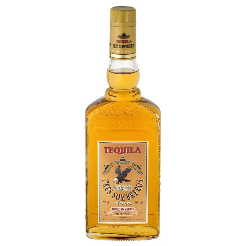 Tequila 3 Sombreros Gold 38% 0,70 Lit.