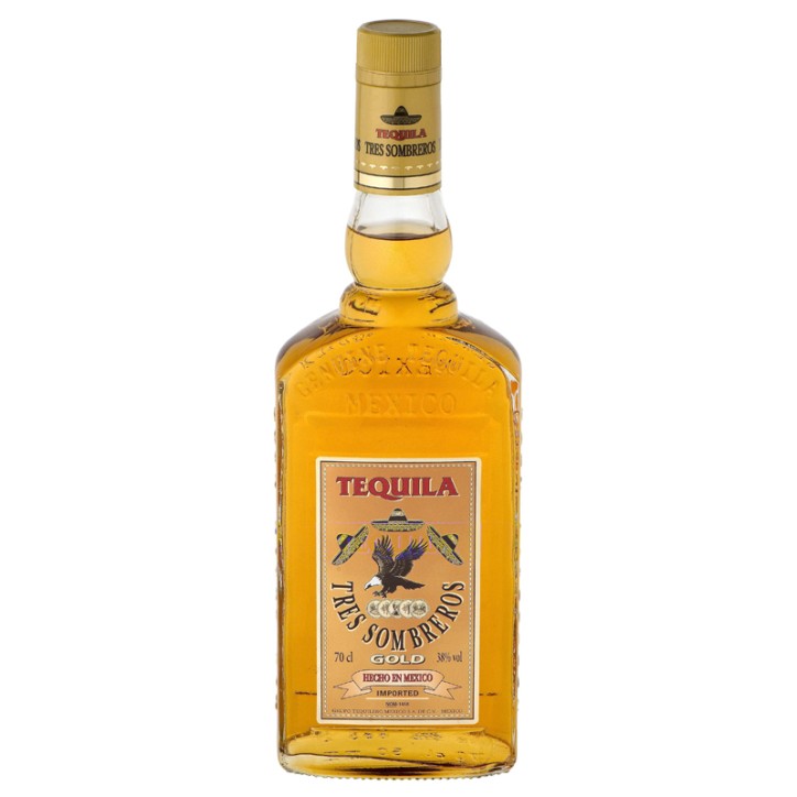 Tequila 3 Sombreros Gold 38% 0,70 Lit. Tequila 3 Sombreros Gold 38% 0,70 Lit.